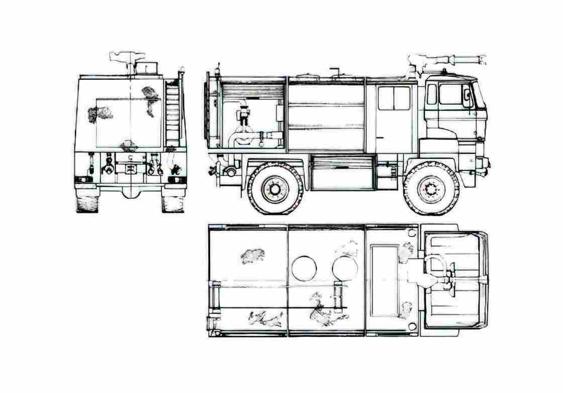 Blueprint DAF 3300 DKX Fire Truck 1986 A4 Photo Print