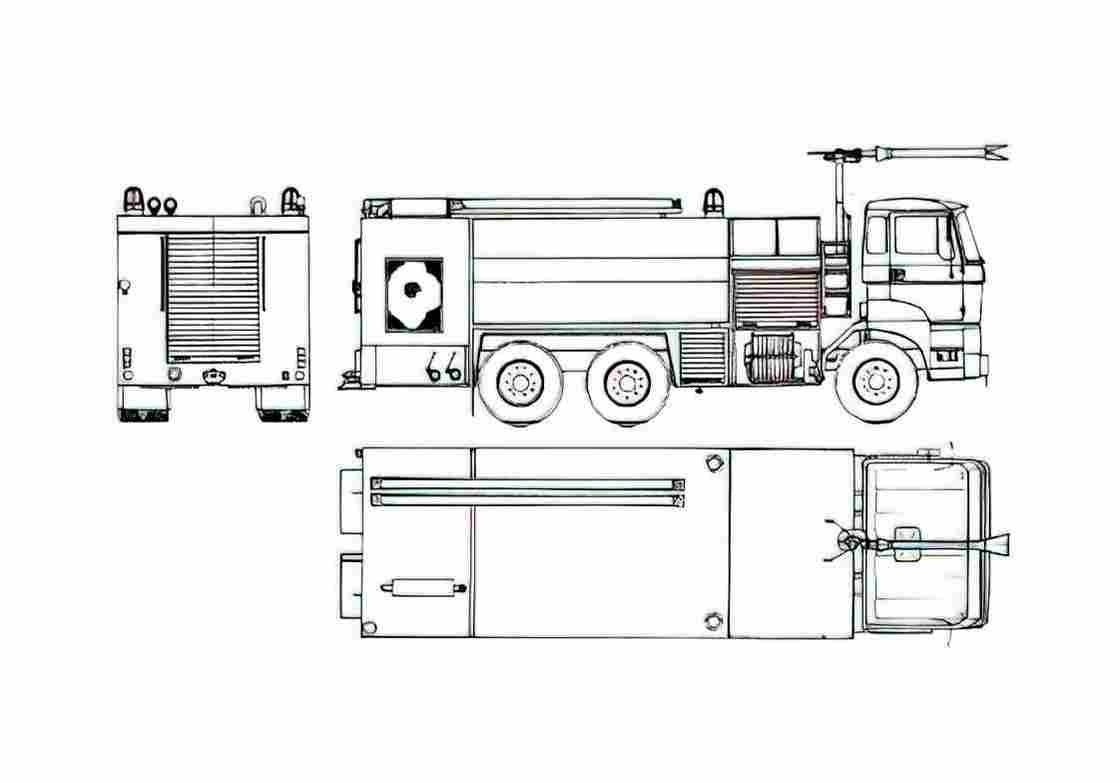 Blueprint DAF 6x4 Fire Truck 1980 A4 Photo Print