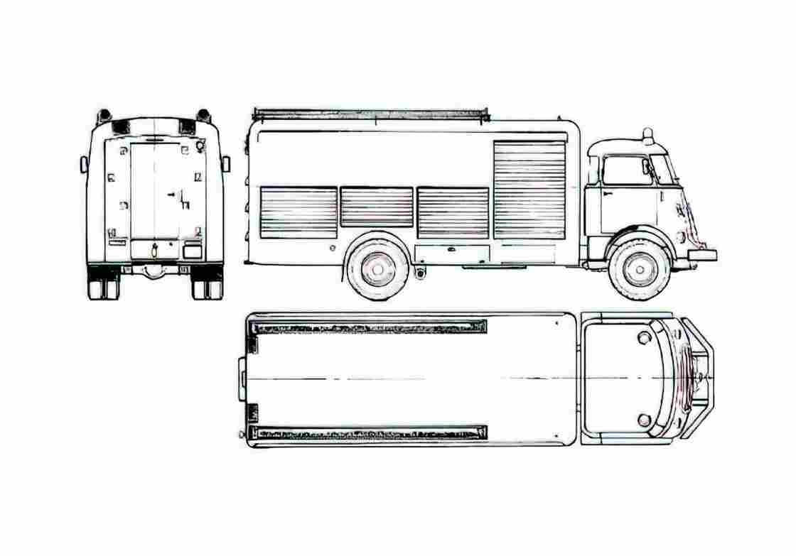 Blueprint DAF A1600 BB 425 Fire Truck 1970 A4 Photo Print