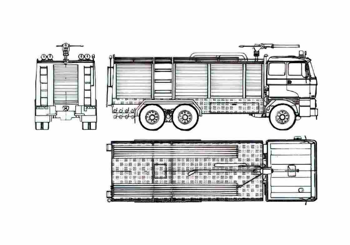 Blueprint DAF FFS 2803 DKS Fire Truck 1982 A4 Photo Print