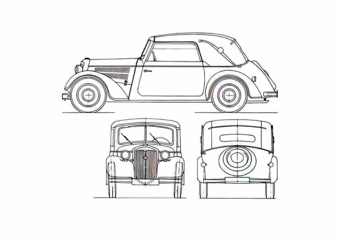 Blueprint DKW F8 Cabriolet 1939 A4 Photo Print