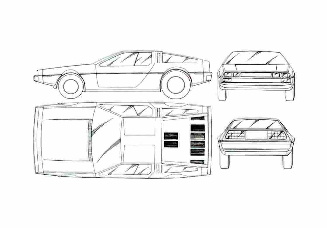 Blueprint DMC Delorean 12 Coupe 1981 A4 Photo Print