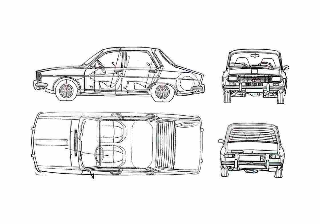 Blueprint Dacia 1300 Berlina Sedan 1969 A4 Photo Print