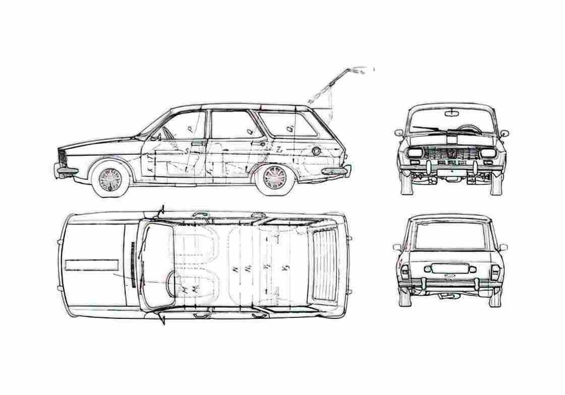Blueprint Dacia 1300 Break Combi Wagon 1969 A4 Photo Print