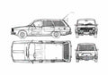 Blueprint Dacia 1300 F Wagon 1969 A4 Photo Print