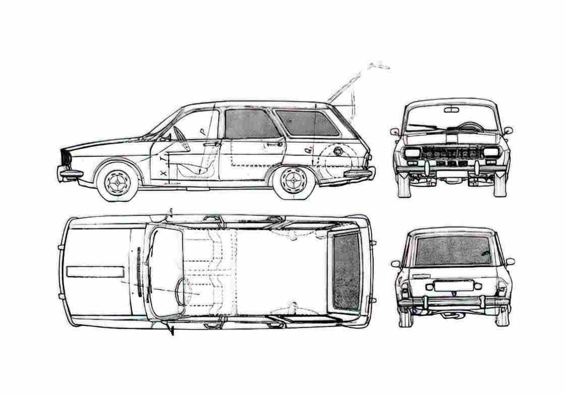 Blueprint Dacia 1300 F Wagon 1969 A4 Photo Print