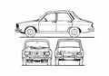 Blueprint Dacia 1300 Sedan 1969 A4 Photo Print