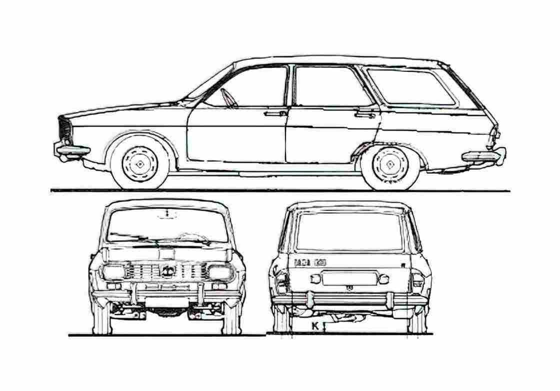 Blueprint Dacia 1300 Station Wagon 1969 A4 Photo Print