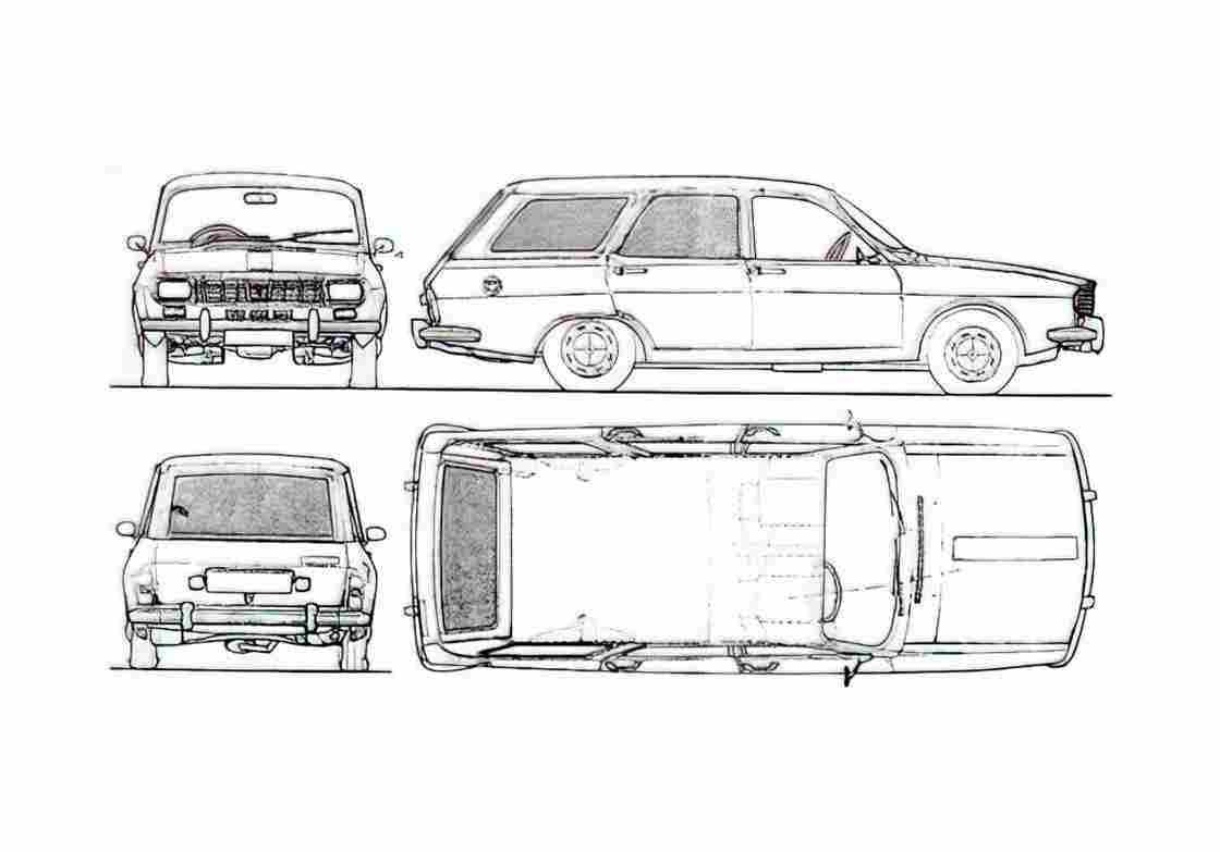 Blueprint Dacia 1300F Break Wagon 1969 A4 Photo Print