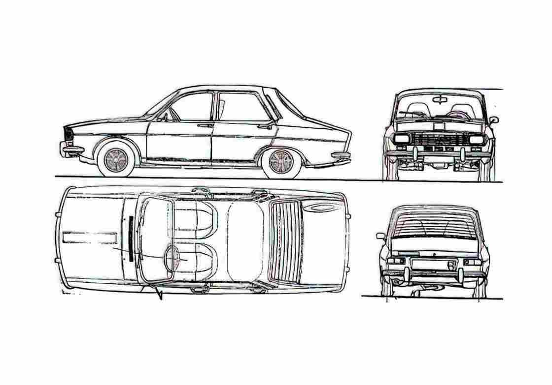 Blueprint Dacia 1301 Lux Super Sedan 1969 A4 Photo Print