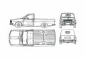 Blueprint Dacia 1302 Pick up 1973 A4 Photo Print