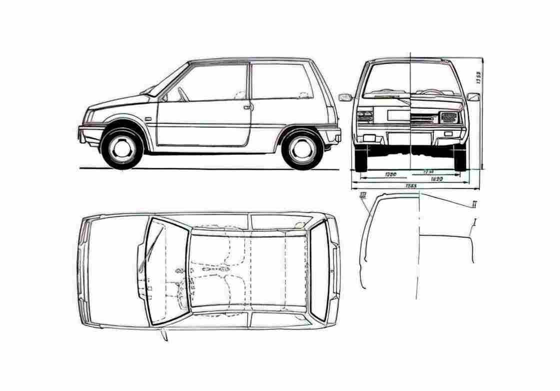 Blueprint Dacia 500 Latsun Hatchback 1986 A4 Photo Print