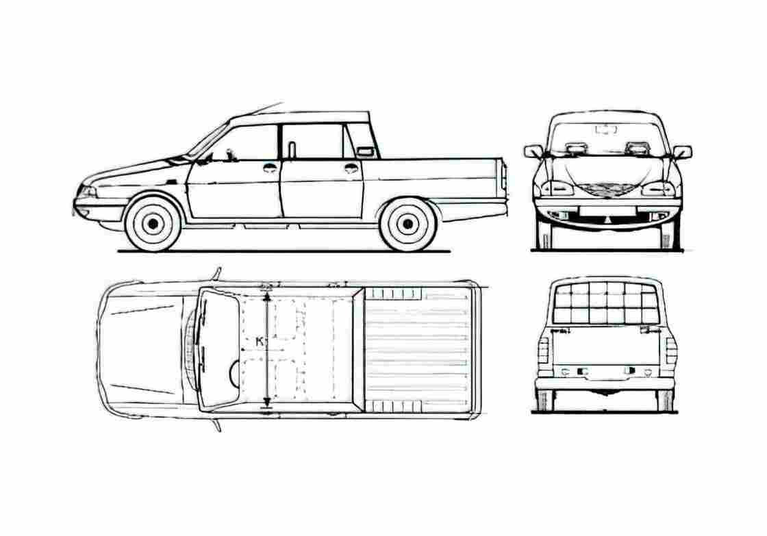 Blueprint Dacia Double Cab Pick up 2000 A4 Photo Print