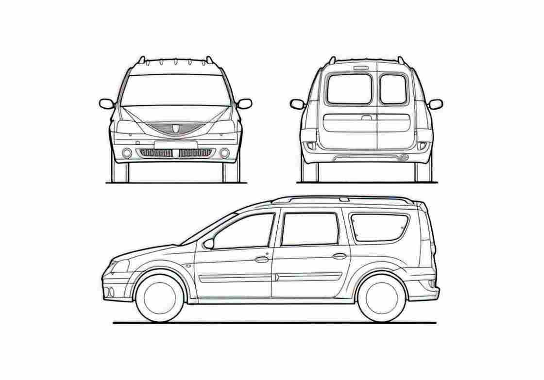 Blueprint Dacia Logan MCV Minivan 2007 A4 Photo Print