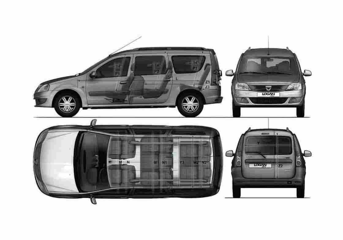 Blueprint Dacia Logan MCV Minivan 2009 A4 Photo Print