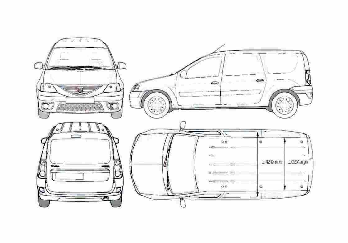 Blueprint Dacia Logan Minivan 2009 A4 Photo Print