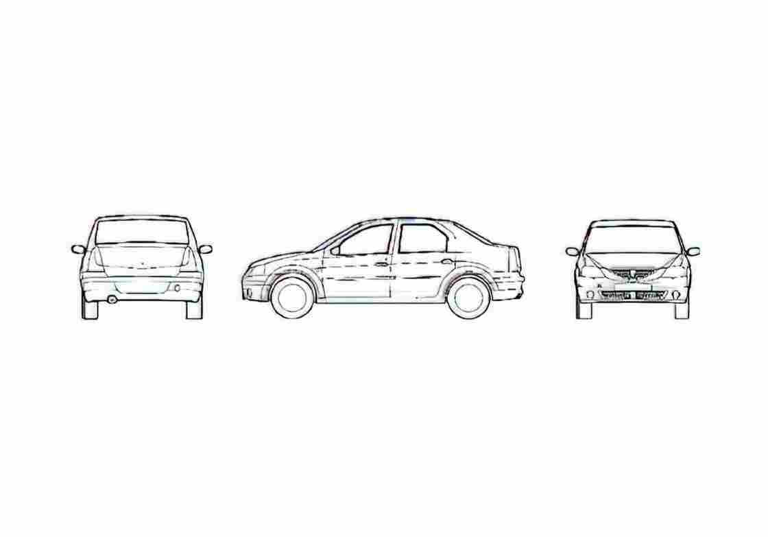 Blueprint Dacia Logan Sedan 2005 A4 Photo Print