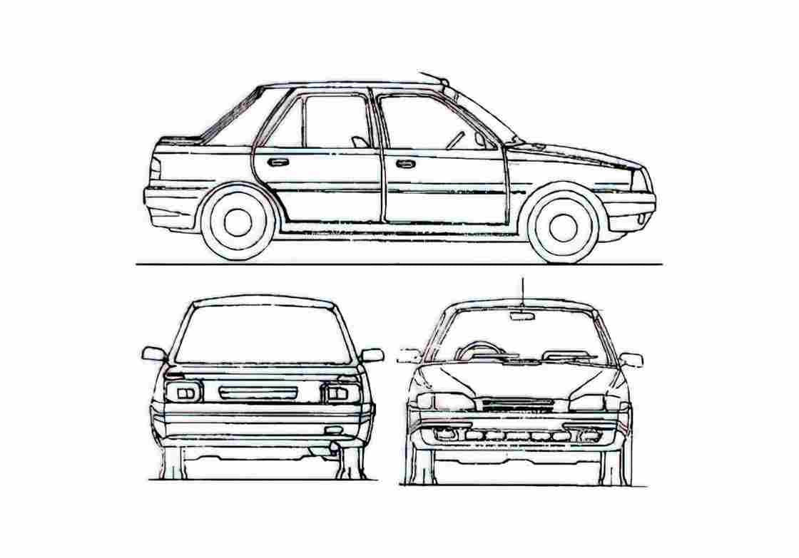 Blueprint Dacia Nova Sedan 1995 A4 Photo Print