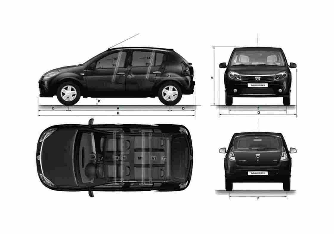Blueprint Dacia Sandero Hatchback 2007 A4 Photo Print