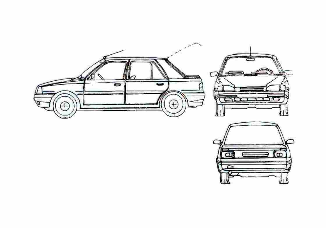Blueprint Dacia Super Nova Sedan 2000 A4 Photo Print
