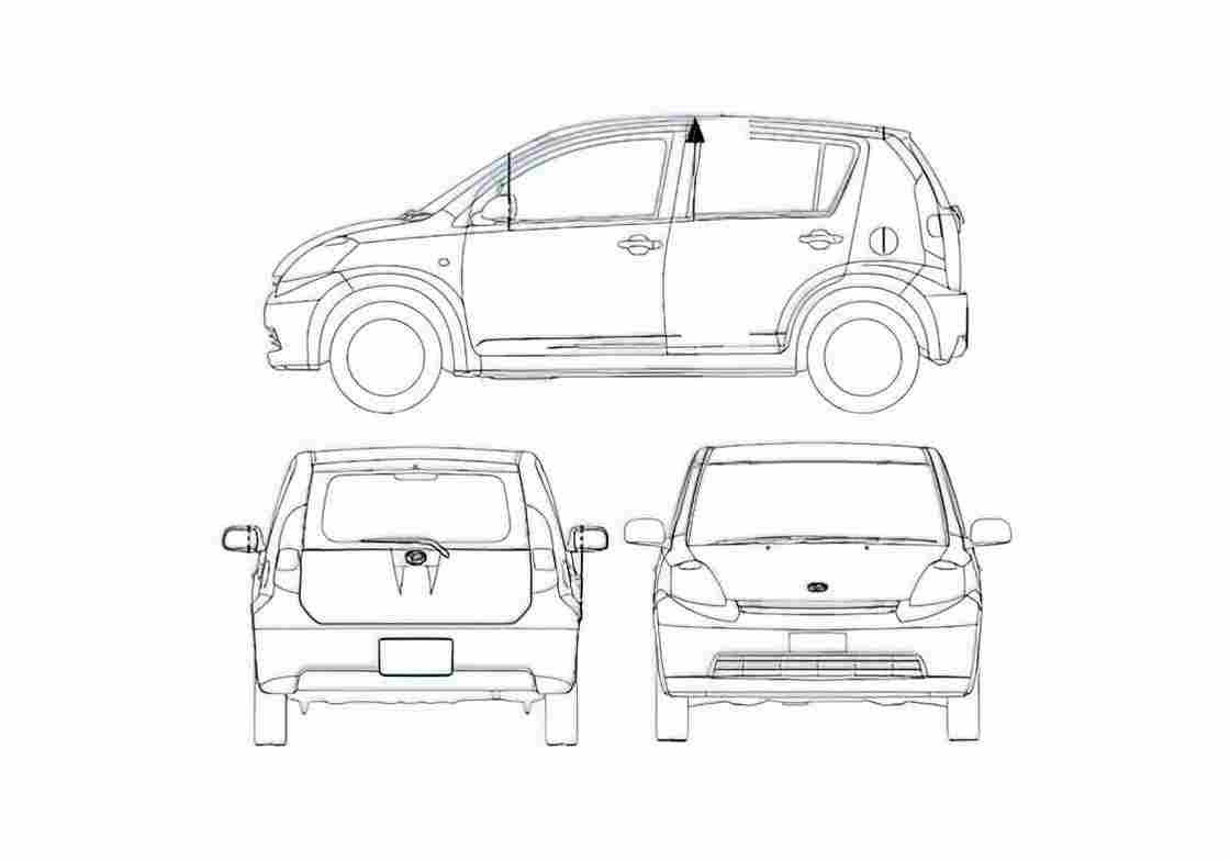 Blueprint Daihatsu Boon Hatchback 2005 A4 Photo Print