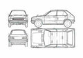Blueprint Daihatsu Charade 5 door Hatchback 1973 A4 Photo Print