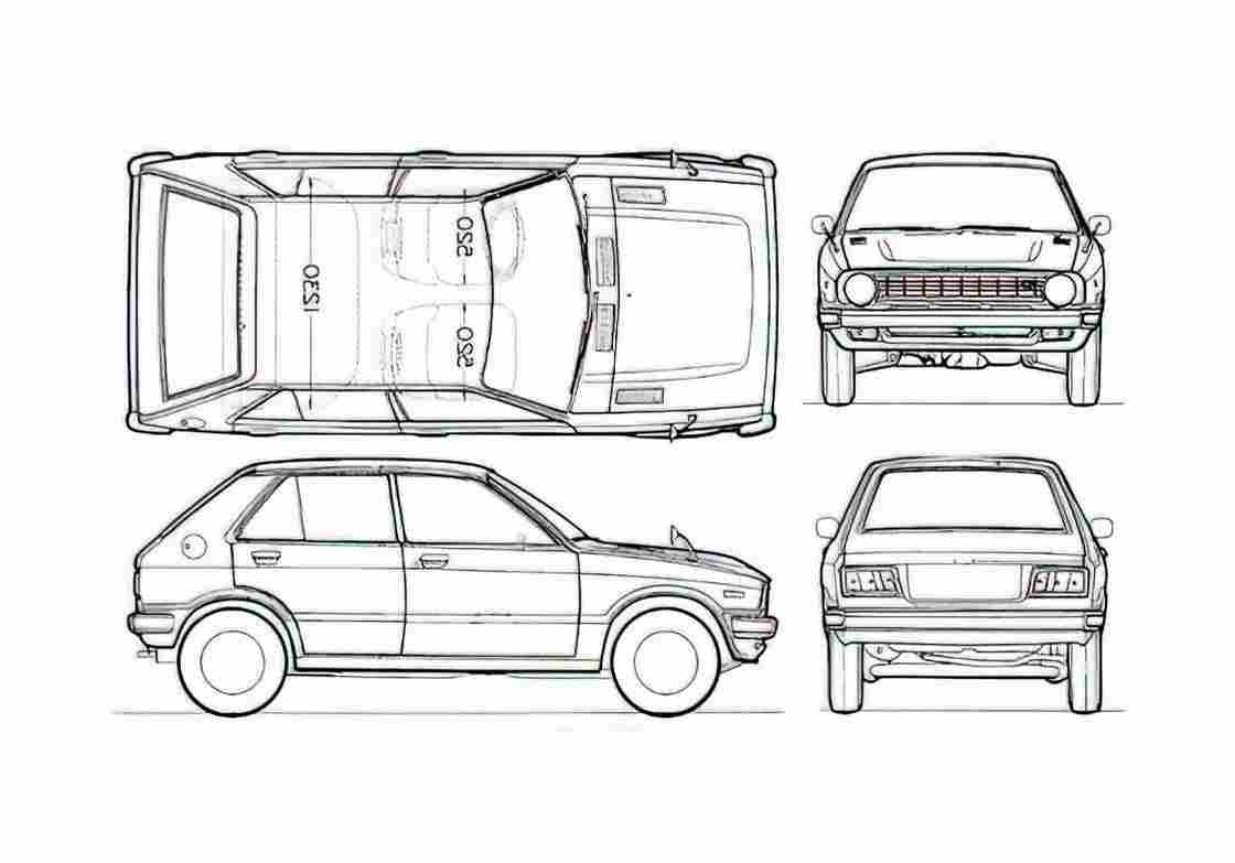 Blueprint Daihatsu Charade Hatchback 1973 A4 Photo Print