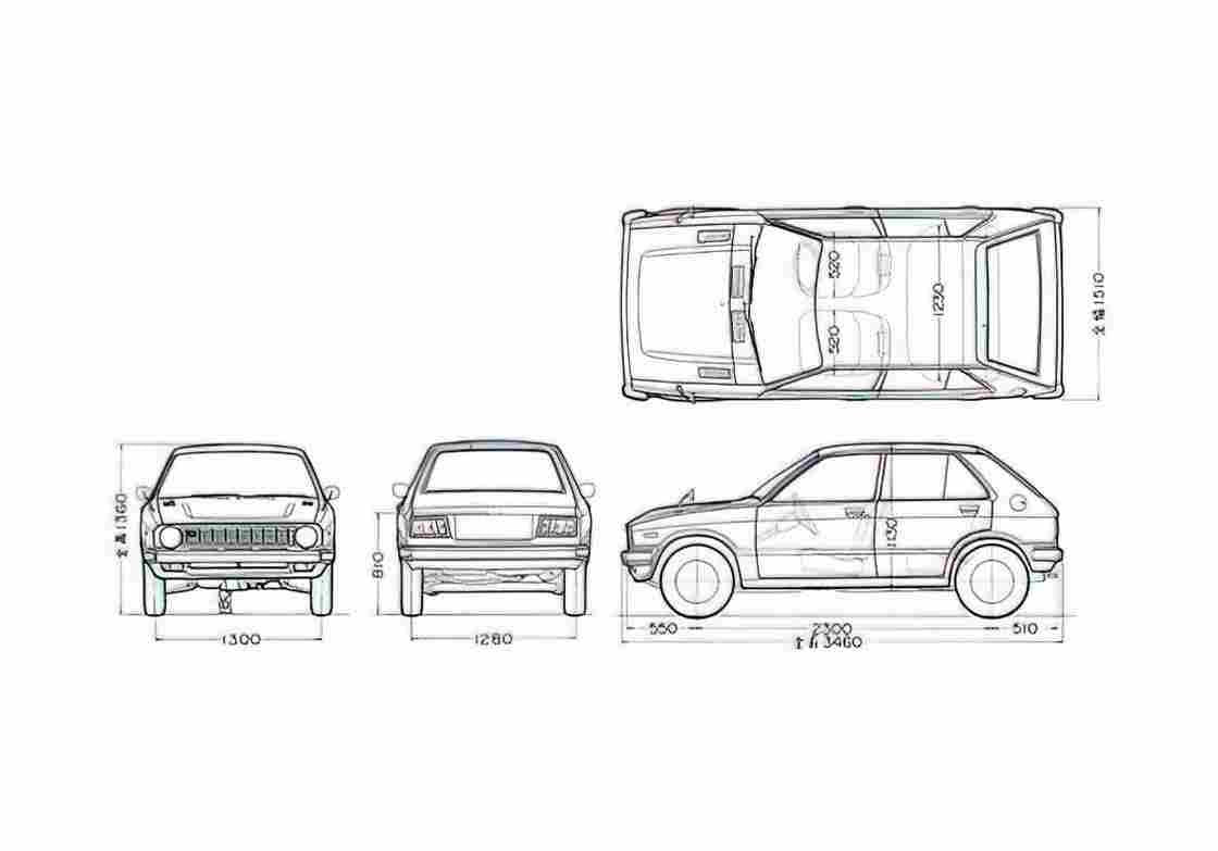 Blueprint Daihatsu Charade Hatchback 1977 A4 Photo Print