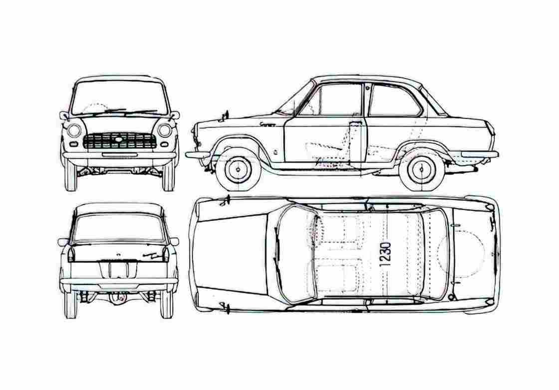 Blueprint Daihatsu Compagno Sedan 1965 A4 Photo Print