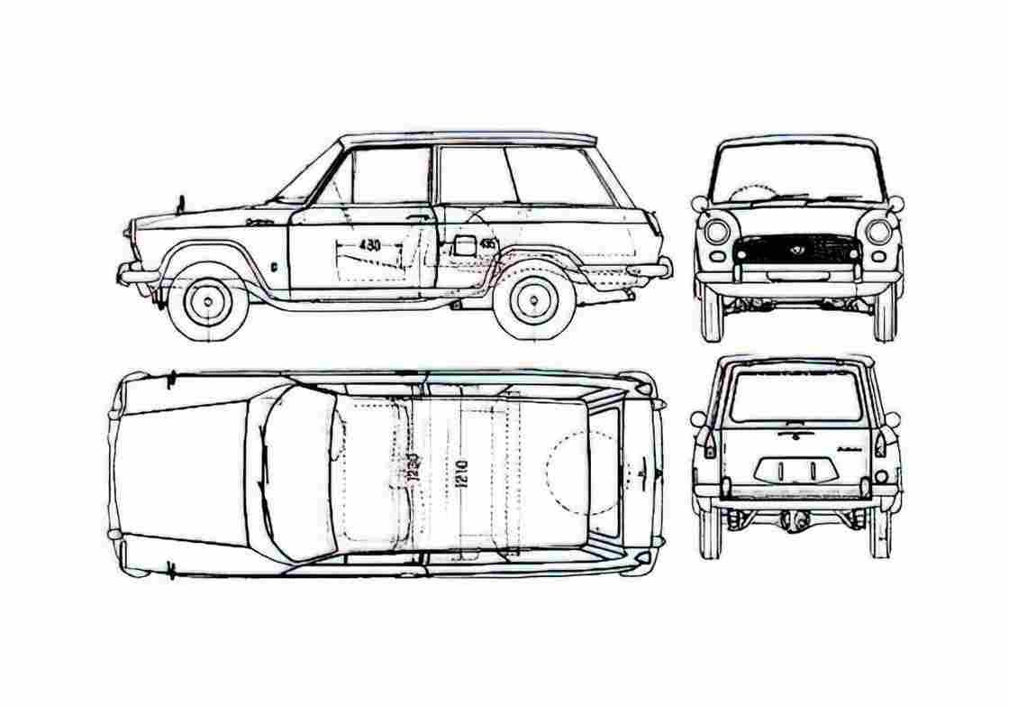 Blueprint Daihatsu Compagno Wagon 1965 A4 Photo Print
