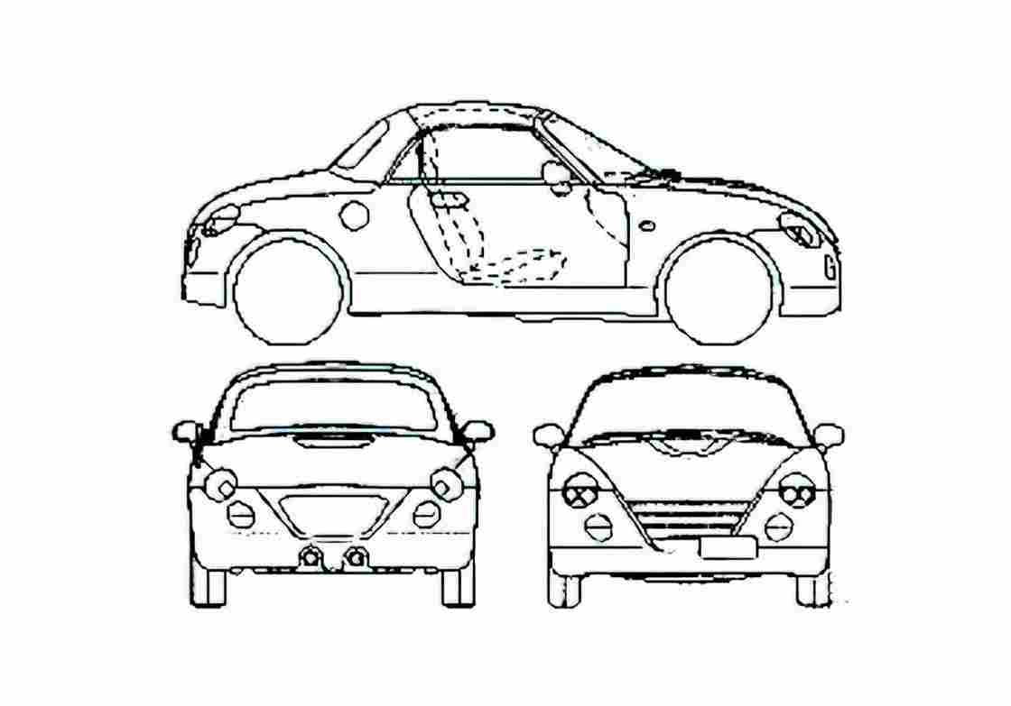 Blueprint Daihatsu Copen Cabriolet 2002 A4 Photo Print