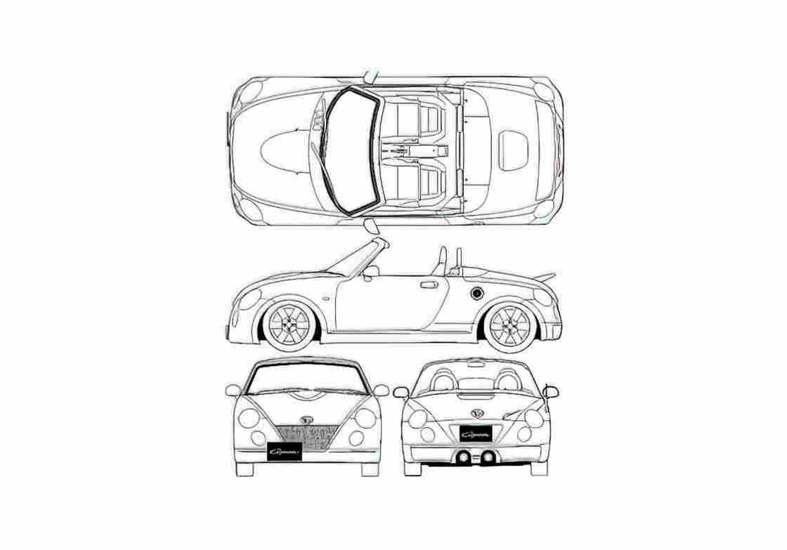 Blueprint Daihatsu Copen Roadster 2002 A4 Photo Print