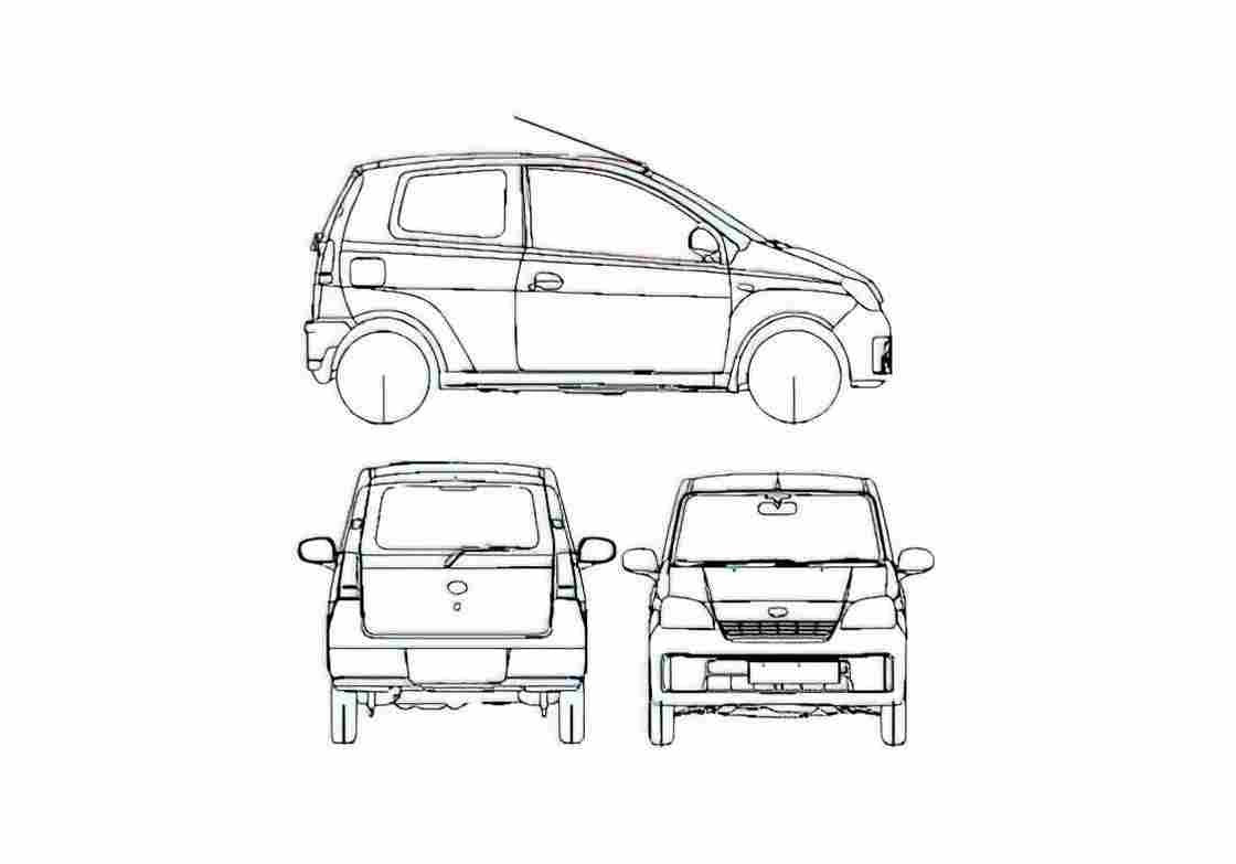 Blueprint Daihatsu Cuore 3 door Hatchback 2006 A4 Photo Print