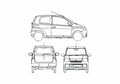 Blueprint Daihatsu Cuore 3 door Hatchback 2007 A4 Photo Print