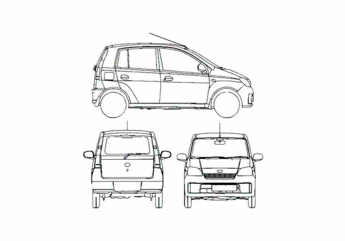 Blueprint Daihatsu Cuore 5 door Hatchback 2007 A4 Photo Print