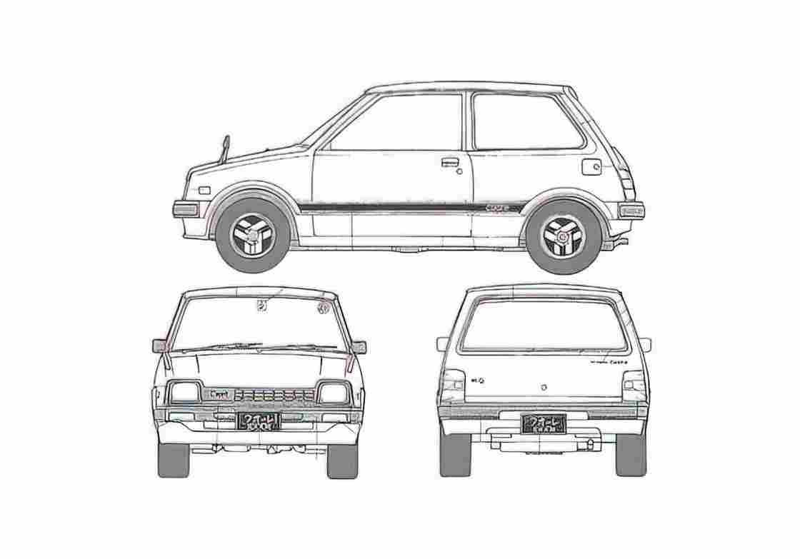 Blueprint Daihatsu Cuore Hatchback 1981 A4 Photo Print