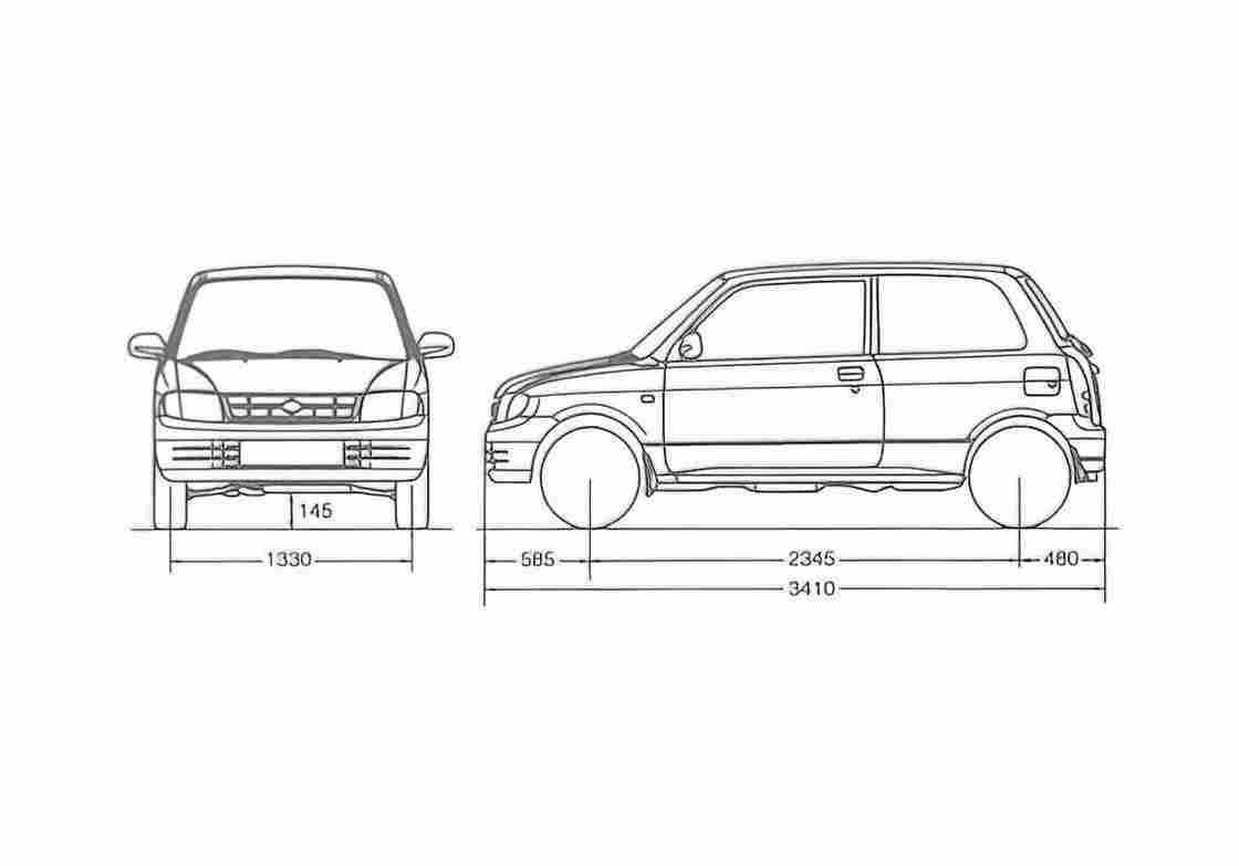 Blueprint Daihatsu Cuore Hatchback 1998 A4 Photo Print