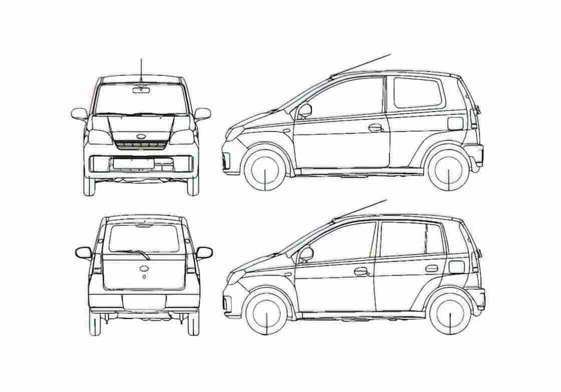 Blueprint Daihatsu Cuore Hatchback 2005 A4 Photo Print