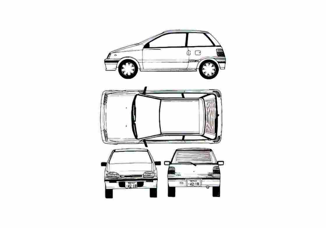 Blueprint Daihatsu Leeza Z Turbo Hatchback 1986 A4 Photo Print