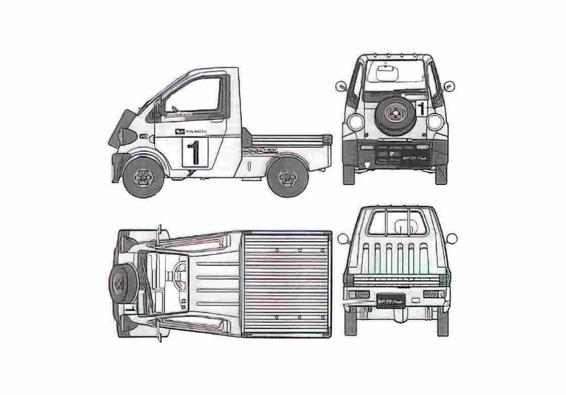 Blueprint Daihatsu Midget II KP100 Pick up 1996 A4 Photo Print