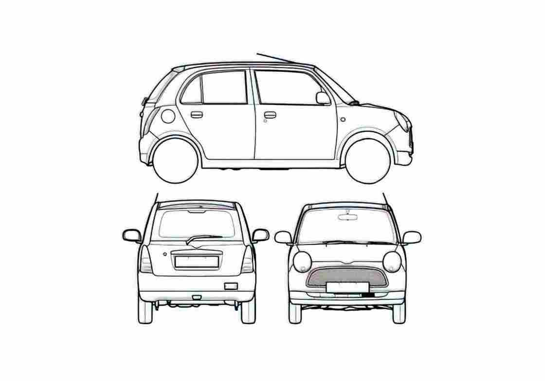 Blueprint Daihatsu Mira Gino Hatchback 2006 A4 Photo Print