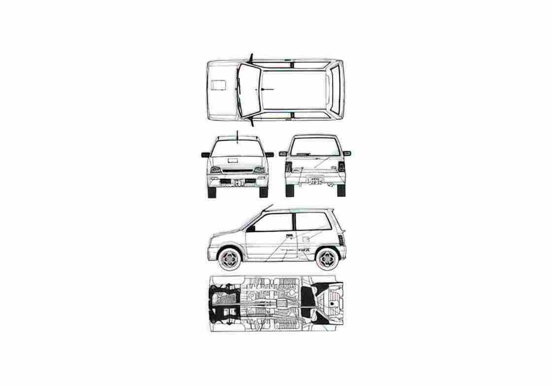Blueprint Daihatsu Mira Turbo Hatchback 1987 A4 Photo Print