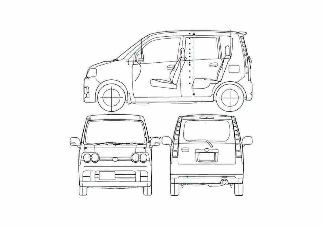 Blueprint Daihatsu Move Custom Microvan 2005 A4 Photo Print