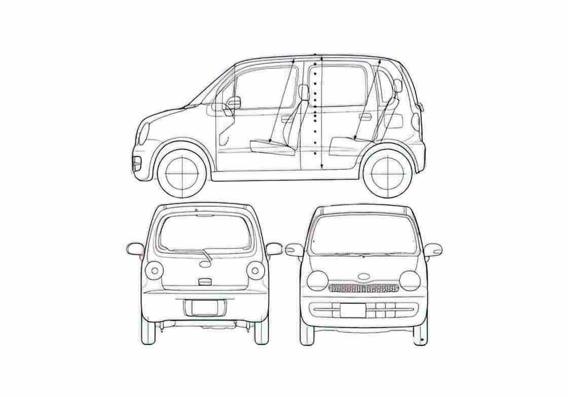 Blueprint Daihatsu Move Latte Microvan 2005 A4 Photo Print