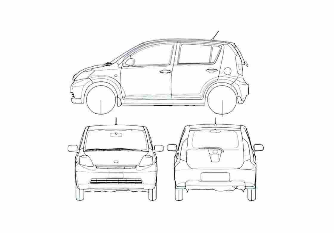 Blueprint Daihatsu Sirion Hatchback 2005 A4 Photo Print