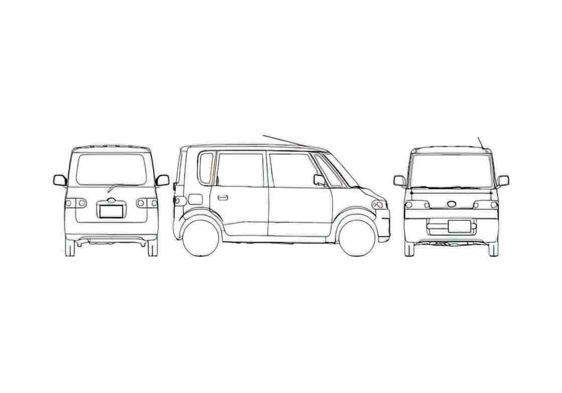 Blueprint Daihatsu Tanto Microvan 2006 A4 Photo Print