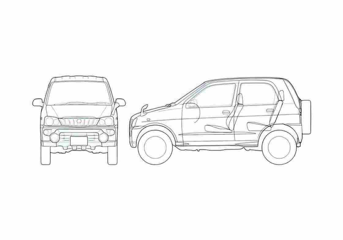 Blueprint Daihatsu Terios Kid SUV 2005 A4 Photo Print