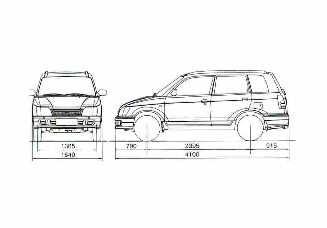 Blueprint Daihatsu Terios SUV 1997 A4 Photo Print