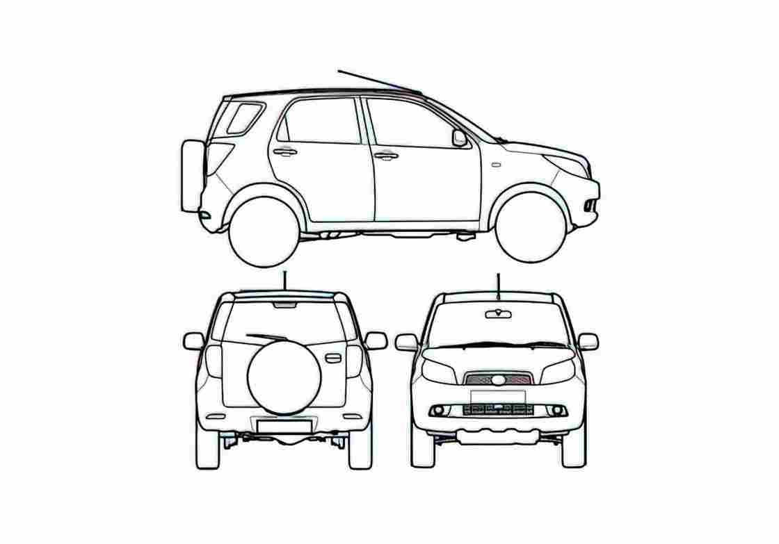 Blueprint Daihatsu Terios SUV 2006 A4 Photo Print