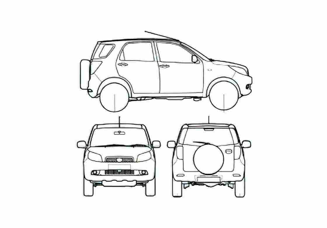 Blueprint Daihatsu Terios SUV 2007 A4 Photo Print